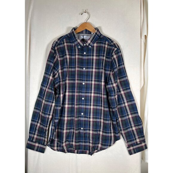 NWT FIVE FOUR Men Size 2XL Woven Plaid Shirt Cotton Button Down Collar Elbow Pad - Picture 4 of 13